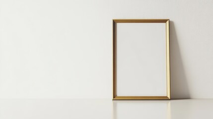 Gold picture frame on white background