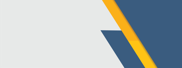 Simple geometric banner. Dynamic blue shapes composition with orange lines. Vector abstract background texture design, bright poster, banner