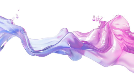A liquid wave with iridescent purple and blue colors on a transparent background.