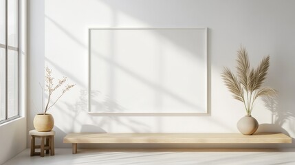 White picture frame on white background