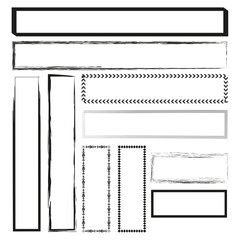 Rectangle frame set. Black and white borders. Vector illustration. Decorative elements.