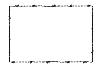 Barbed wire rectangle border frame black fill silhouette vector