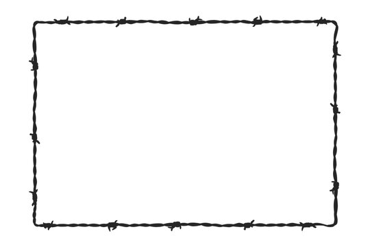 Barbed wire rectangle border frame black fill silhouette vector