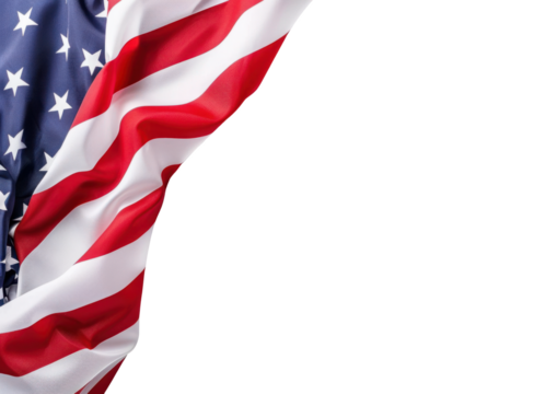American flag on transparent background
