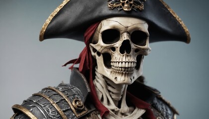 Fototapeta premium A grim reminder of the seas depths: a skull pirate statue