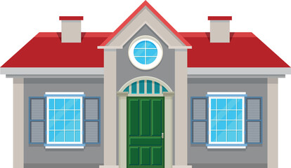 Bungalow building facade. Colorful town house icon