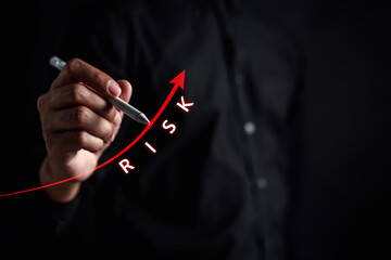 High Risk of Business decision making and risk analysis. Measuring level bar virtual, Risky...