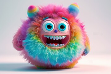 Obraz premium 3D monster character with bold colors standing against a white background under studio lighting.
