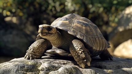 Naklejka premium Giant Tortoise on a Rock