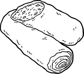 Vector Cartoon Hand Drawn Filipino Fried Lumpia Line Art