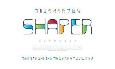 Shaper creative modern geometric urban alphabet font. Digital abstract futuristic, game, techno, robot, music, logo, sport, minimal technology typography. Simple numeric vector illustration