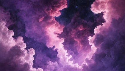 A night sky filled with dreamy pink and purple clouds