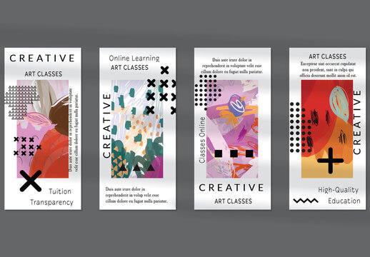 Flyer Layout with Black Shapes and Bright Abstract Rectangle on White