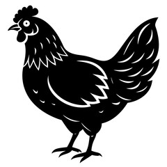 hen and chicken isolated on white, chicken vector illustration, pet vector art, Chicken silhouette, animal vector icon, rooster line art,eps