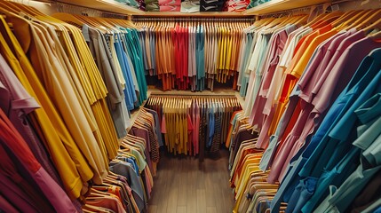 Obraz premium Clothes hanging on hangers, clothes shop.