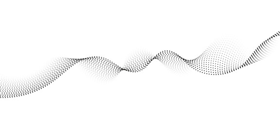 Flowing Dot Wave halftone gradient pattern on transparent background