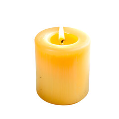 A decorative candle with a softly flickering flame, isolated on a transparent background, perfect for enhancing designs with a touch of warmth.