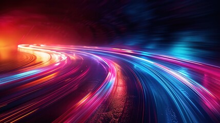 Abstract background with streaks of light in pink, blue, and orange.