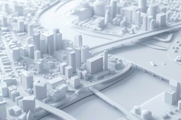 Urban landscape with highway and bridge in 3d model for travel and business concepts