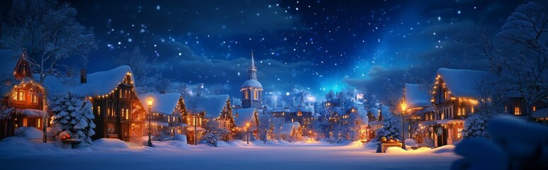 Obraz premium Enchanted Winter Wonderland: anime-styleSnow City and Northern Lights Create a Christmas Fantasy for the 2025 Holiday Season,Anime-Style,illustration,Picture BooksFor Poster,Novel,UI,WEB,Game,Design