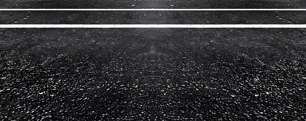 Wet Asphalt Road with Two White Lines