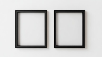 Two black picture frames on white background