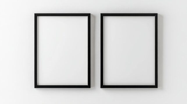 Fototapeta Two black picture frames on white background