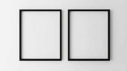 Two black picture frames on white background