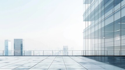 Fototapeta premium Modern City Skyline View from Rooftop Terrace