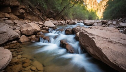 Obraz premium A serene stream flows through the arizona canyon walls