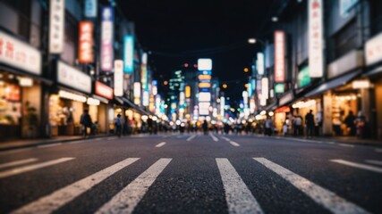 Low Angle Night Street View in Tokyo