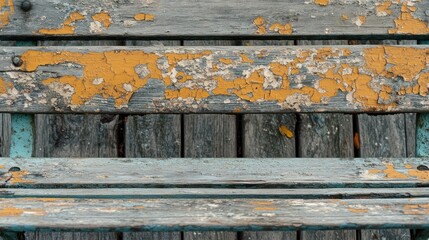 Weathered Wooden Bench with Peeling Paint