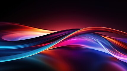 Obraz premium Abstract colorful wavy lines in dark background.