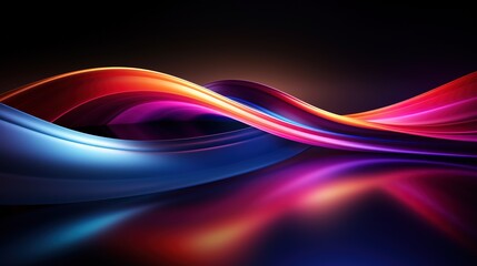 Naklejka premium Abstract colorful wavy lines with glowing effect on a black background.