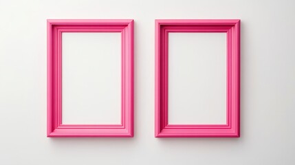 Two pink picture frames on white background