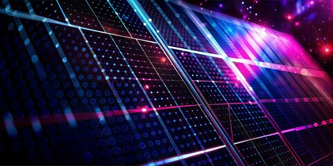 Macro shot of a solar panel texture with financial graphs showing renewable energy market trends