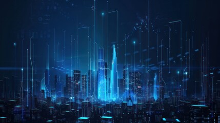 Fototapeta premium Futuristic Cityscape with Digital Network