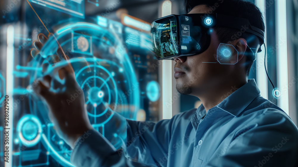 Poster a cybersecurity expert working on data encryption and protection using augmented reality artificial 
