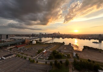 View of bridge and skyline at Philadelphia