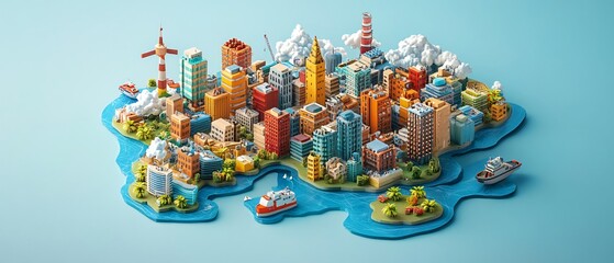 Fototapeta premium Global Health Initiative 3D Model Medical Aid Distribution & Treatment Worldwide