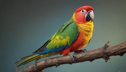 Obraz premium A sun parakeet perches on a branch in the early morning light