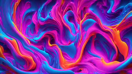 Obraz premium Fluorescent colors flowing in a fluid background shadow 3d wallpaper