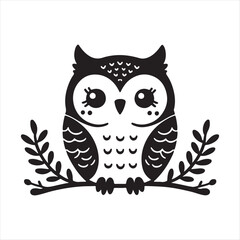  A Owl silhouette vector art illustration 
