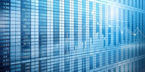 Professional business spreadsheet background with columns, rows, and formulas on a light blue grid, ideal for financial, accounting, and data analysis concepts. 
