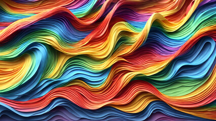 Dynamic waves of rainbow colors background shadow 3d wallpaper