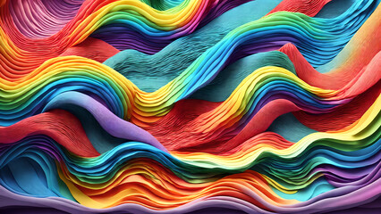 Dynamic waves of rainbow colors background shadow 3d wallpaper