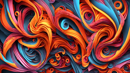 Obraz premium Swirls of vivid, contrasting colors background shadow 3d wallpaper