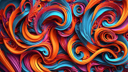Obraz premium Swirls of vivid, contrasting colors background shadow 3d wallpaper