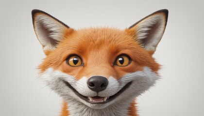 A foxy grin against a crisp white background