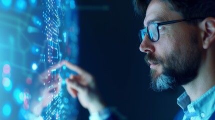 Man interacting with digital interface